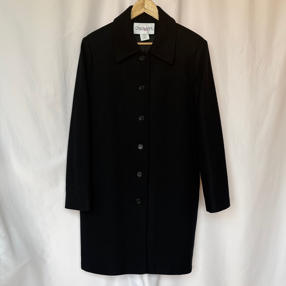 Chadwick's Women's Single Breasted 100% Wool Coat Pockets Size 14 EUC